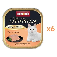 ANIMONDA Vom Feinsten Mild Menue Indyk i łosoś 6x100g pasztet dla kotów