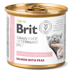 BRIT GF Veterinary Diets Hypoallergenic Salmon with Peas konservai katėms 200 g parduotuvėje e-zoo.lt