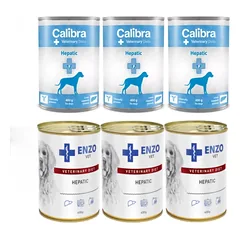 Calibra Veterinary Diets Dog Hepatic 3x400g + ENZO VET Hepatic nuo kepenų ligų šunims 3x400g
