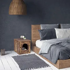 Katės tualeto spintelė Relaxdays 10047383.0, uždara su durelėmis, Ruda, 48 × 50 × 50 cm — 3 nuotrauka