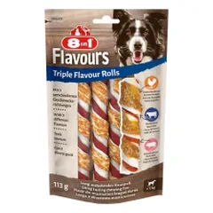 8in1 Flavours trigubo skonio apsuktos lazdelės šunims, 113 g