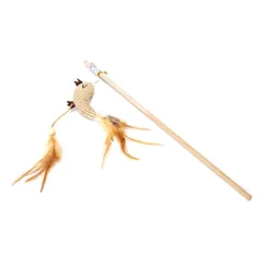 Nobleza lazdelė su paukščiu ir katžole žaislas katėms, 40 cm