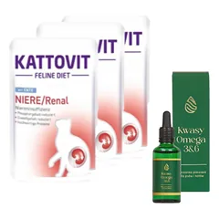 Kattovit Niere/Renal ančių 3x85g paketėlis + AB-V Omega 3 ir 6 riebalų rūgštys bendrai šunų ir kačių sveikatos, kailio ir odos būklei gerinti 100ml
