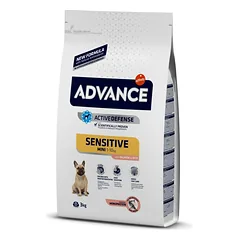 Advance Mini Sensitive šunų maistas mažų veislių šunims turintiems jautrų skrandį