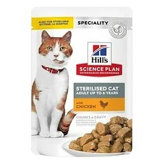 Hill's Science Plan Cat Sterilised Adult su vištiena, drėgnas maistas katėms 12 x 85 g