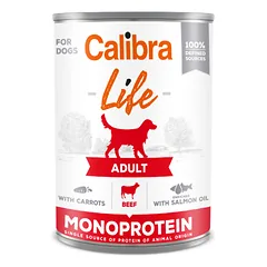 CALIBRA Dog Life can Adult Beef with carrots begrūdžiai vieno baltymo konservai suaugusiems šunims su jautiena ir morkomis, 400 g