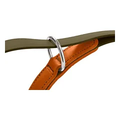 HUNTER reguliuojamas pavadėlis Wolmar BioThane® x oda, chaki/oranžinis, 200 cm ilgio, 19 mm pločio — 2 nuotrauka