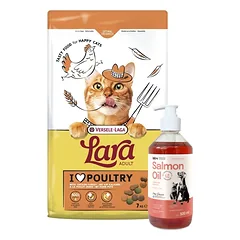 VERSELE-LAGA Lara Adult Turkey & Chicken 7kg - Suaugusių kačių ėdalas su kalakutiena ir vištiena + LAB V Lašišų aliejus šunims ir katėms 500ml