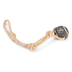 Beeztees Minus One Hundespielzeug Tennisball mit Seil und Handschlaufe