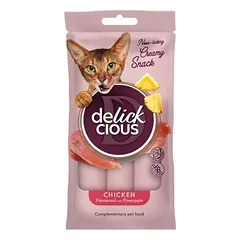 Delickcious Creamy Snack skanėstai katėms su vištiena ir ananasais 6x60g