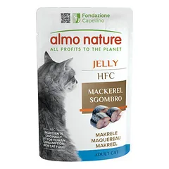 Almo Nature HFC Jelly skumbrė drebučiuose, drėgnas maistas katėms 55 g parduotuvėje 1petshop.lt