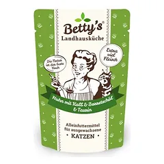 Betty's Landhausküche šviežumo maišelis, vištiena su veršiena, drėgnas maistas katėms, Vištiena ir veršiena 6 x 250 g — 2 nuotrauka