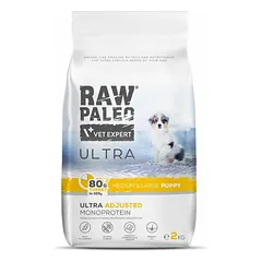 Raw Paleo Ultra Medium & Large Puppy Turkey sausas maistas vidutinių ir didelių veislių šuniukams, 2 kg
