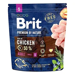 Brit Premium By Nature Adult S Chicken sausas maistas mažiems suaugusiems šunims su vištiena, 1 kg
