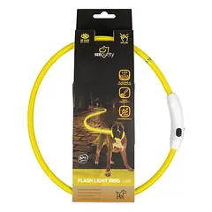 Šviečiantis antkaklis šunims, SEECURITY, nailoninis, USB, geltonas, 65 cm — 3 nuotrauka