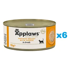 APPLAWS Cat Adult Chicken Breast with Cheese in Broth vištienos krūtinėlė su sūriu sultinyje 6x156 g