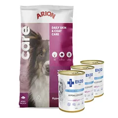 Arion Hypoallergenic 12kg + ENZO VET Hipoalerginė dieta su kalakutiena šunims 3x400g