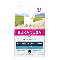 Eukanuba West Highland Terrier suaugusiems vištiena 2,5 kg parduotuvėje mumbo.lt