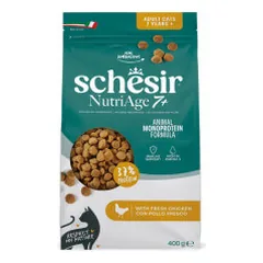 Schesir Monoprotein NutriAge 7+ sausas pašaras su vištiena vyresnio amžiaus katėms - Pet24