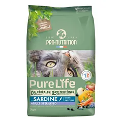 PRO-NUTRITION Pure Life Adult Sterilised sardine sausas maistas suagusioms sterilizuotoms katėms su sardinėmis 2-8 kg – 2 kg