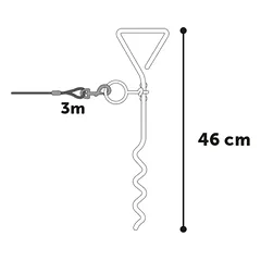 Flamingo Tie Out Stake Pilka - metalinis kuolas šunims pririšti, su 3 m plieniniu treniruočių kabeliu, 46cm — 2 nuotrauka