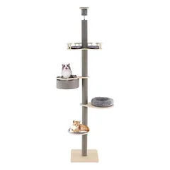 Giantex Deckhoher Kratzbaum, Mehrstöckiger Katzenturm Mit Hängematte