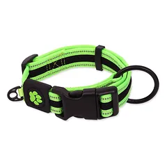 Active Dog Collar Fluffy L laimo spalvos antkaklis dideliems šunims, reguliuojamas, su atspindinčiais elementais, 3,2×39-59 cm