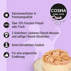 Cosma DUO Layer drėgnas maistas katėms, ekonominė pakuotė 24 x 70 g — 2 nuotrauka