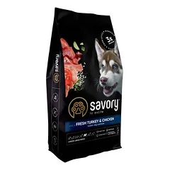 Savory Trockenfutter für Welpen großer Rassen mit Pute & Huhn, Pute & Huhn (Junior große Rasse) · 3 kg — 2 nuotrauka