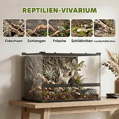 Roplių terariumas, 48 l, uolų imitacijos fonas, 50 × 35 × 30 cm — 4 nuotrauka