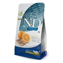 Farmina N&D Cat Grain Free Neutered bekarūninis sausas pašaras sterilizuotoms katėms su žuvimis ir apelsinais, 300 g