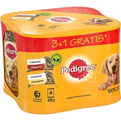 PEDIGREE Adult 3+1 skardinė 4x400 g želė vištiena, jautiena