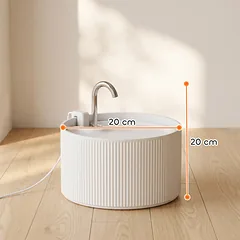 Keraminis gertuvės fontanėlis katėms ir šunims, 2,2 l, su 4 pakopų filtru ir tylia pompa, baltas — 3 nuotrauka