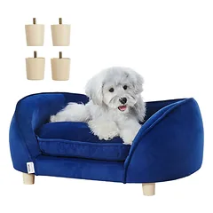 Naminių gyvūnėlių aksominė sofa, vidutinio dydžio, tamsiai mėlyna