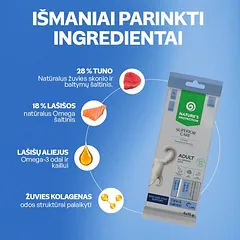 Skin&Coat suaugusių kačių kreminiai funkciniai skanėstai su tunu ir lašiša, 4x15 g — 2 nuotrauka