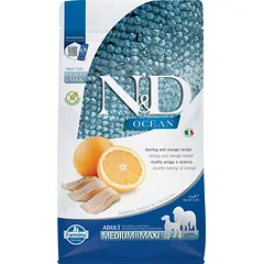 FARMINA N&D Ocean Dog Adult Herring & Orange Medium & Maxi 2,5 kg Silkė ir apelsinas