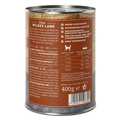 WILDES LAND horse&safflower oil konservuotas begrūdis pašaras suaugusiems alergiškiems šunims su arkliena, 400 g