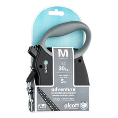 Alcott Adventure ištraukiamas pavadėlis juodas - atspindintis automatinis pavadėlis šunims, juodas