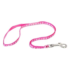 Groom Professional Arno Pink - nailoninis priežiūros pavadėlis su baltų letenų atspaudų dizainu, rožinis, plotis 1 cm nuotrauka