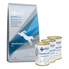 TROVET LRD Hypoallergenic - ėriena (šunims) 10kg + ENZO VET Hipoalerginė dieta su kalakutiena šunims 3x400g