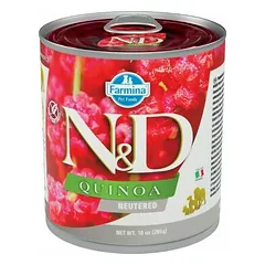 Farmina N&D Dog Quinoa All Breeds Adult Neutered su kiauliena, drėgnas maistas šunims 285 g