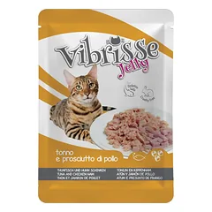 Vibrisse Jelly Tuna AN&D Chicken Ham konservai suaugusioms katėms su tunu ir kumpiu drebučiuose, 70 g nuotrauka