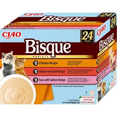 INABA Cat Ciao Bisque papildomas ėdalas katėms kreminė sriuba su vištiena, jautiena ir žuvimi 24x40g