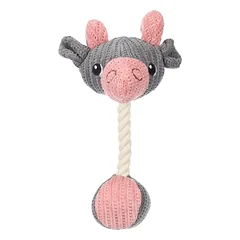 Flamingo Puppy Zoda Ram - pliušinis žaislas šuniukams, avies galva su virve ir cypliuku