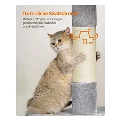 101cm katės draskyklė su didele platforma, šviesiai pilkos spalvos — 5 nuotrauka
