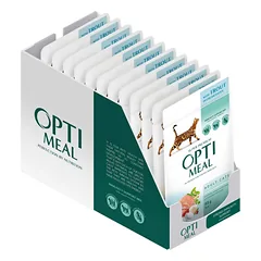OPTIMEAL Trout with cream souce – konservai katėms be grūdų su upėtakiu padaže, 85g*12vnt.