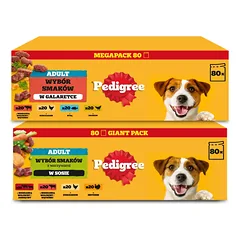 PEDIGREE® Adult drėgnas ėdalas suaugusiems šunims, įvairių skonių padaže + įvairių skonių želė, 160 x 100 g
