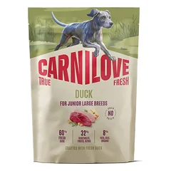 CARNILOVE True Fresh Dog Duck Junior Large 1,5 kg sausa maistas su šviežia antis didelių veislių jauniems šunims