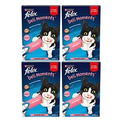 Felix Deli Moments Kreminiai kačių užkandžiai su lašiša 4x(4x10g)
