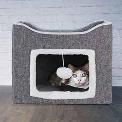 Kačių namelis Relaxdays, 2 miegojimo vietos, 40 × 32 × 40 cm — 2 nuotrauka